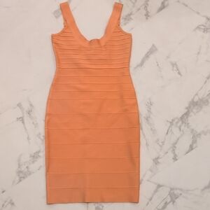 Herve Leger Vibrant Orange Midi Dress
